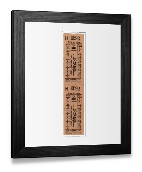 Framed Print : LEEDS BUS TICKET Framed Print : LEEDS BUS TICKET
