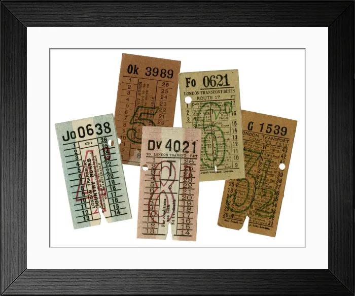 Framed Print : Original London Transport bus tickets -2 Framed Print : Original London Transport bus tickets -2