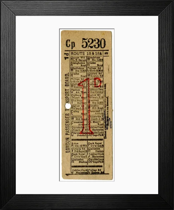Framed Print : London Transport bus ticket -4 Framed Print : London Transport bus ticket -4