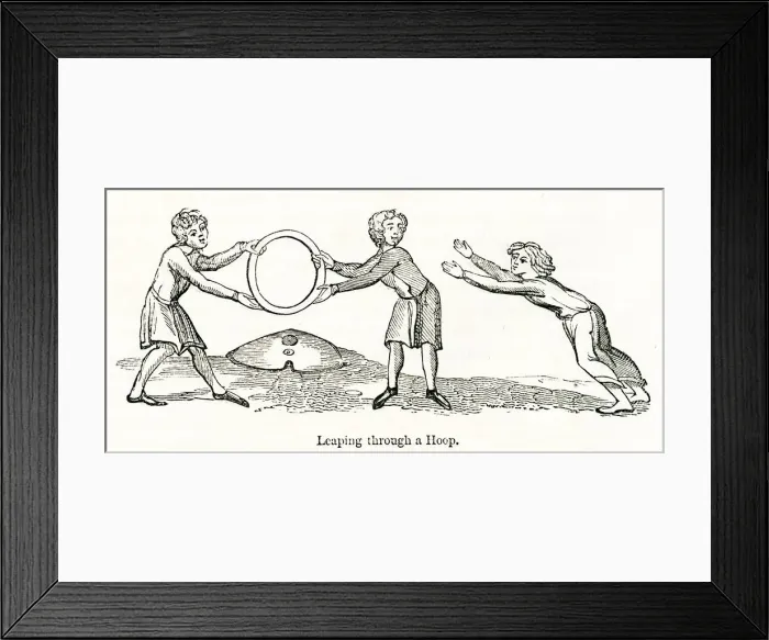 Framed Print : Medieval leaping through hoop Framed Print : Medieval leaping through hoop