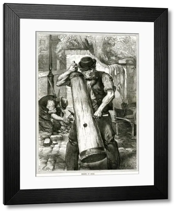 Framed Print : Paviors at work, England 1867 Framed Print : Paviors at work, England 1867