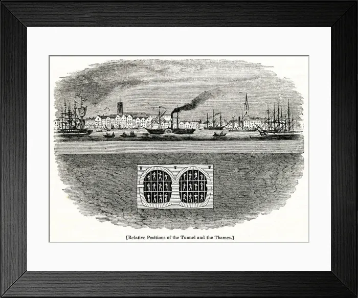 Framed Print : Relative Positions of Thames Tunnel and River, London Framed Print : Relative Positions of Thames Tunnel and River, London