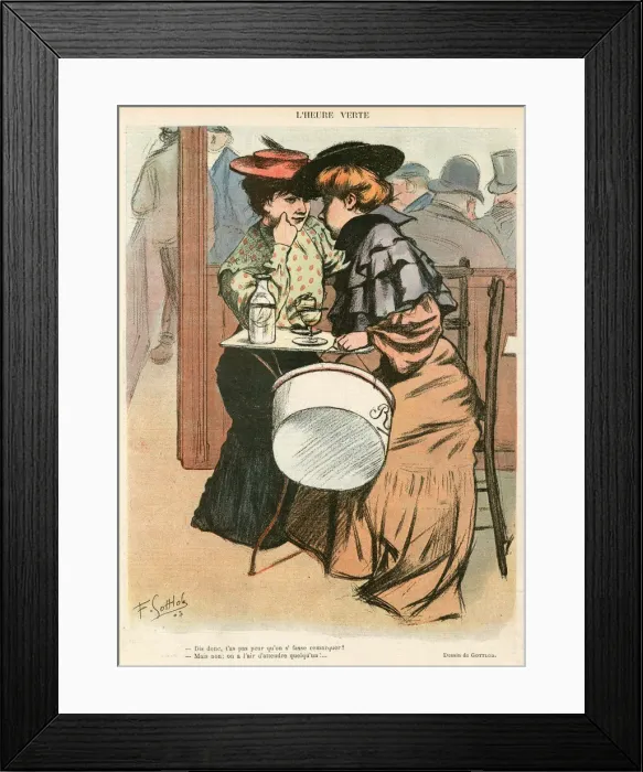 Framed Print : 2 WOMEN WHISPER IN CAFE Framed Print : 2 WOMEN WHISPER IN CAFE