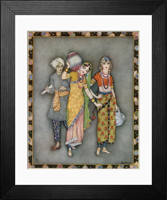 Framed Print : INDIAN GIRLS WITH JUGS Framed Print : INDIAN GIRLS WITH JUGS