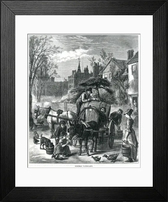Framed Print : SUBURBAN WATER CARTS 1875 Framed Print : SUBURBAN WATER CARTS 1875