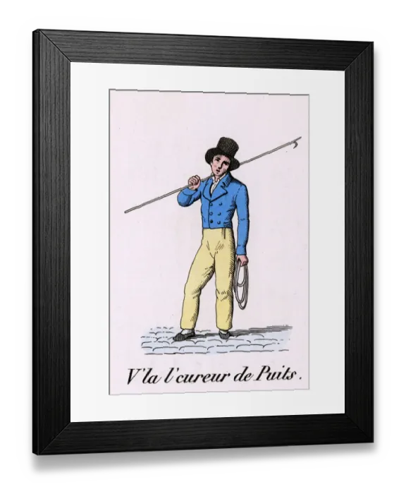 Framed Print : FRENCH WELL CLEANER Framed Print : FRENCH WELL CLEANER