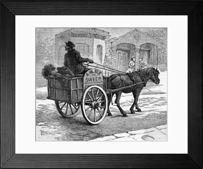 Framed Print : CHIMNEY SWEEP IN CART Framed Print : CHIMNEY SWEEP IN CART