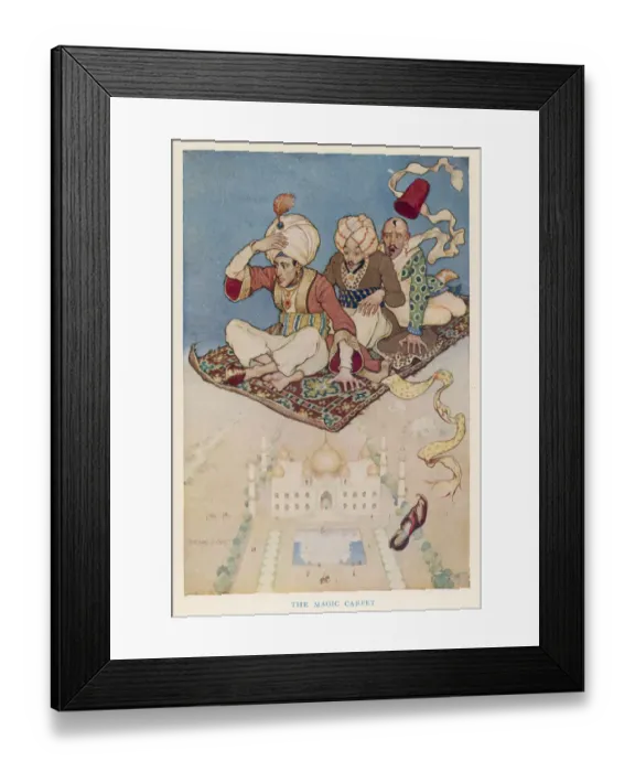 Framed Print : Three men on a mgaic flying carpet Framed Print : Three men on a mgaic flying carpet