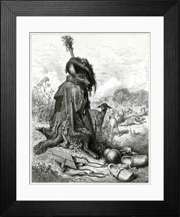 Framed Print : THE WOLF AS SHEPHERD Framed Print : THE WOLF AS SHEPHERD