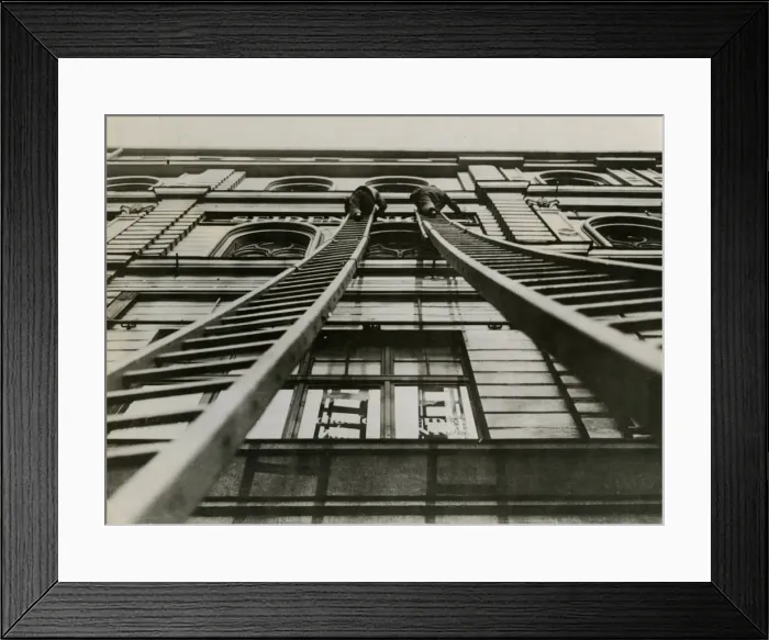 Framed Print : TWO MEN UP LADDERS Framed Print : TWO MEN UP LADDERS