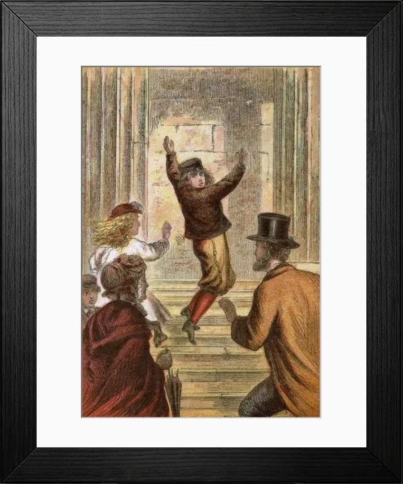 Framed Print : BOY SLIPS ON STEPS Framed Print : BOY SLIPS ON STEPS