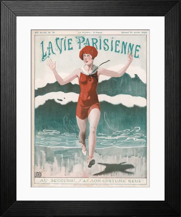 Framed Print : Woman runs from waves Framed Print : Woman runs from waves