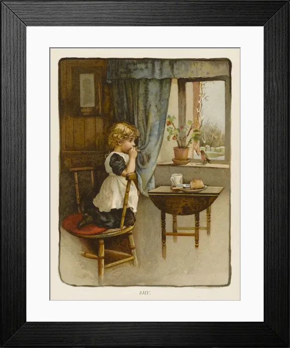 Framed Print : GIRL WATCHES ROBIN Framed Print : GIRL WATCHES ROBIN