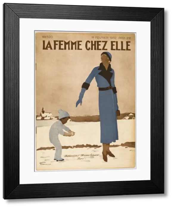 Framed Print : MOTHER AND CHILD IN SNOW Framed Print : MOTHER AND CHILD IN SNOW