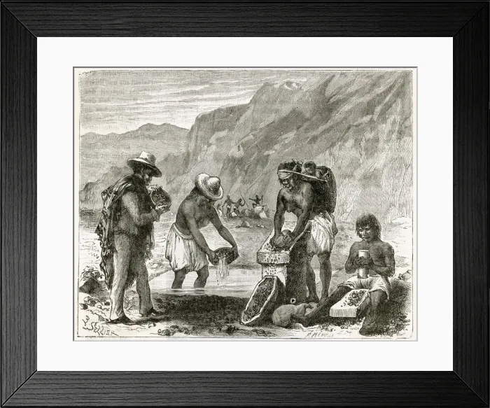 Framed Print : GOLD PANNING / NEW GRENADA Framed Print : GOLD PANNING / NEW GRENADA