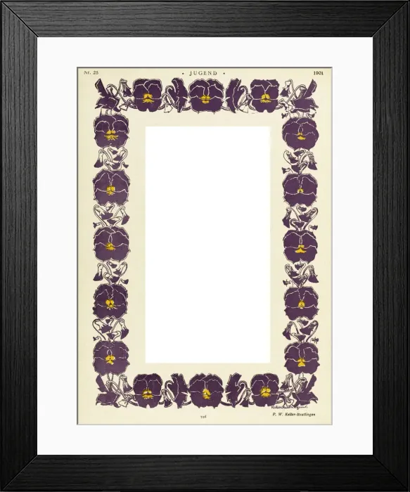 Framed Print : Pansy Border - Jugend 1901 Framed Print : Pansy Border - Jugend 1901