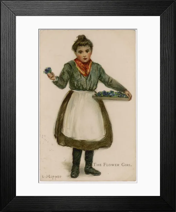 Framed Print : Flower Girl postcard circa 1905 Framed Print : Flower Girl postcard circa 1905