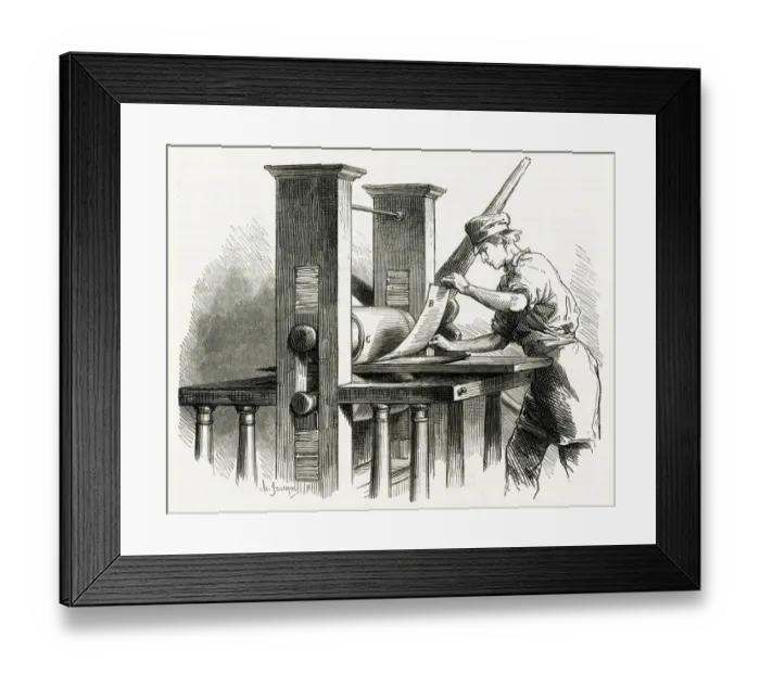 Framed Print : TAKING PRINT FROM PRESS Framed Print : TAKING PRINT FROM PRESS