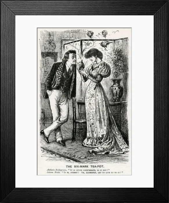 Framed Print : Cartoon, The Six-Mark Tea-Pot (Aestheticism) Framed Print : Cartoon, The Six-Mark Tea-Pot (Aestheticism)