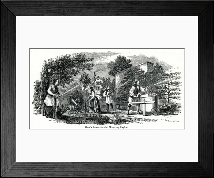 Framed Print : Reads patent garden watering engine 1851 Framed Print : Reads patent garden watering engine 1851