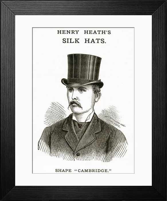 Framed Print : Henry Heaths, mens silk hats 1880 Framed Print : Henry Heaths, mens silk hats 1880