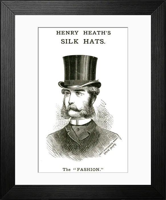 Framed Print : Henry Heaths, mens silk hats 1880 Framed Print : Henry Heaths, mens silk hats 1880