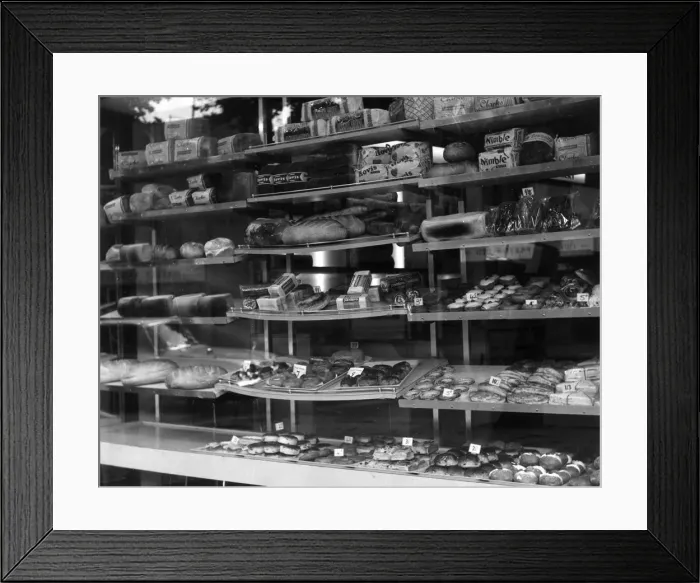 Framed Print : BAKERY WINDOW 1970S Framed Print : BAKERY WINDOW 1970S