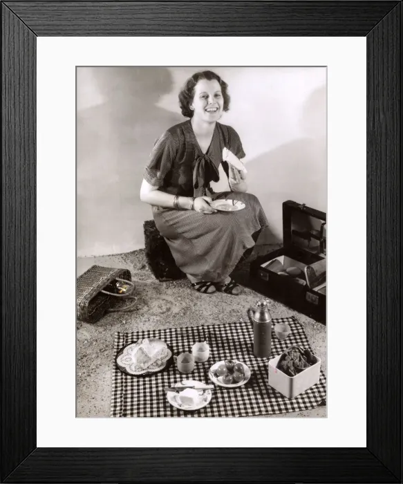Framed Print : PICNIC FOR ONE 1930S Framed Print : PICNIC FOR ONE 1930S