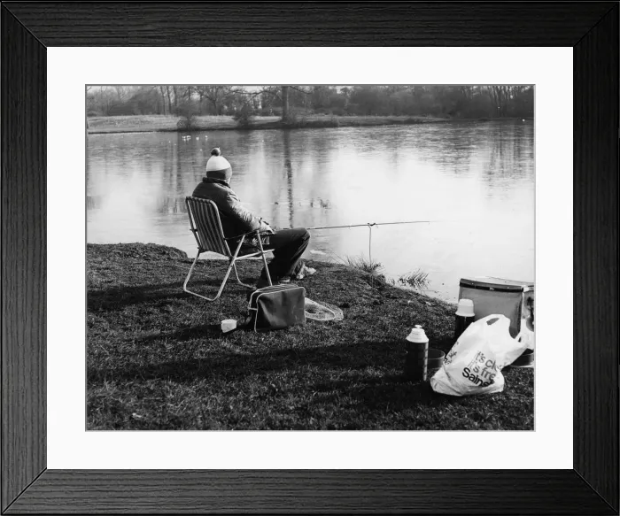 Framed Print : LAKE FISHING / 1970S Framed Print : LAKE FISHING / 1970S