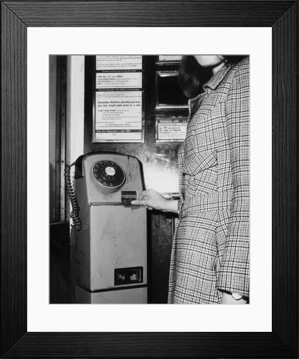 Framed Print : GIRL IN PHONE BOX Framed Print : GIRL IN PHONE BOX