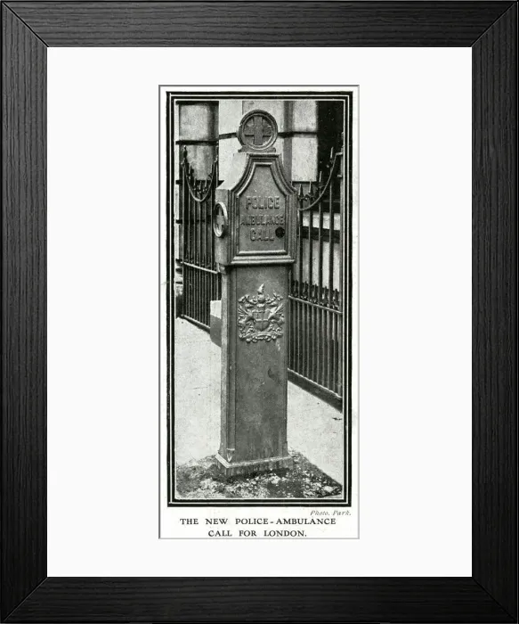 Framed Print : New Police - Ambulance call for London 1907 Framed Print : New Police - Ambulance call for London 1907