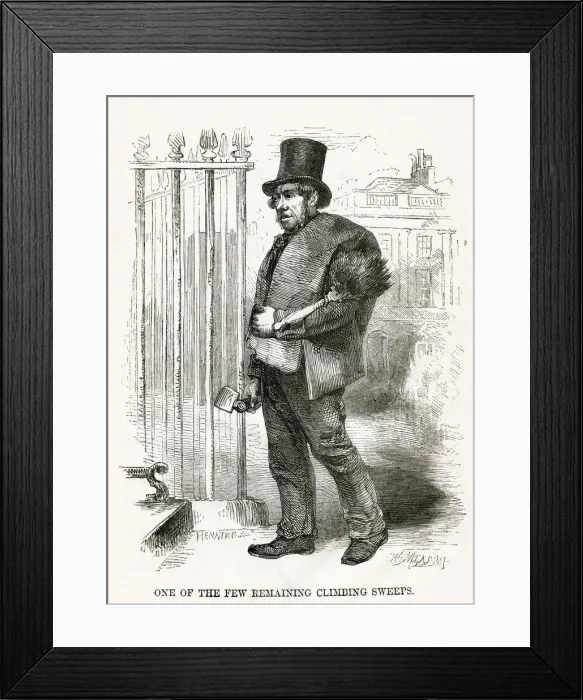 Framed Print : CLIMBING CHIMNEY SWEEP Framed Print : CLIMBING CHIMNEY SWEEP