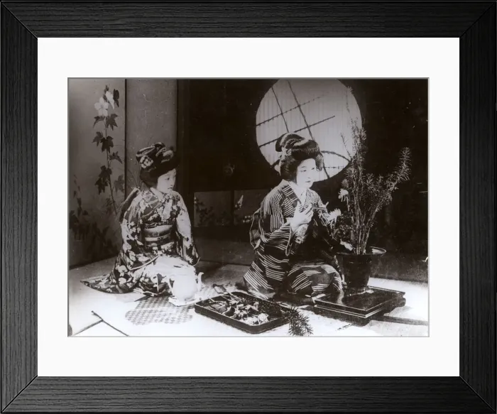 Framed Print : GEISHAS ARRANGE FLOWERS Framed Print : GEISHAS ARRANGE FLOWERS