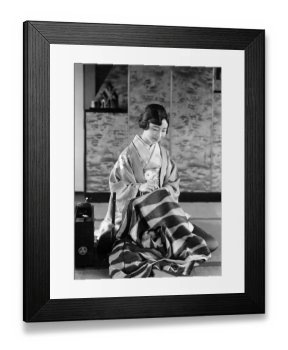 Framed Print : JAPANESE HOUSEWIFE SEWS Framed Print : JAPANESE HOUSEWIFE SEWS
