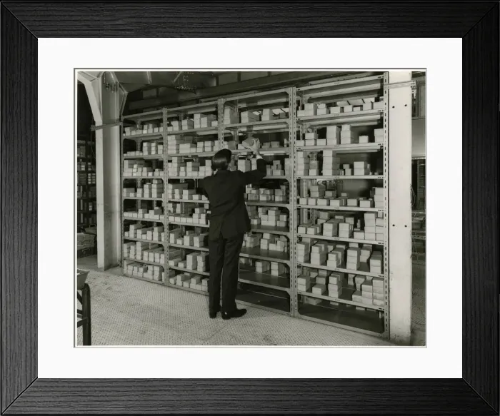 Framed Print : STOCK ROOM SHELVES Framed Print : STOCK ROOM SHELVES