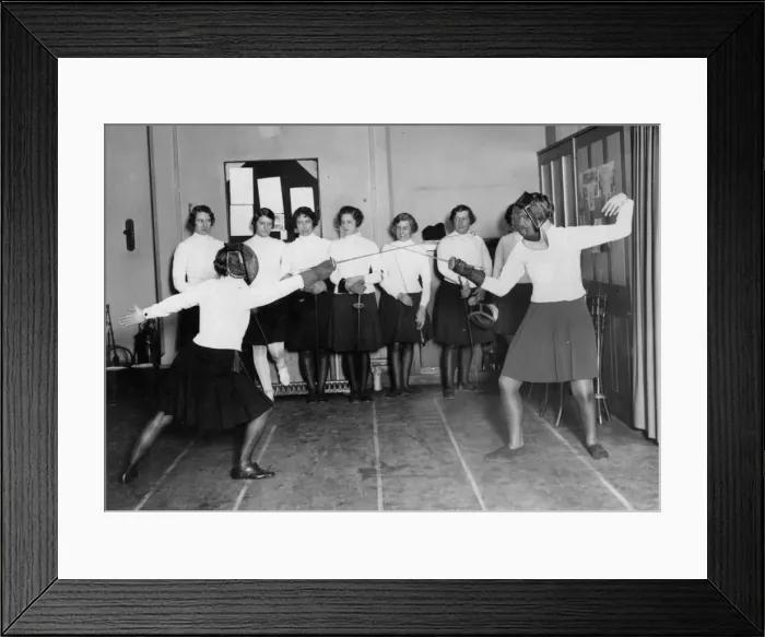 Framed Print : FENCING FOR GIRLS 1930 Framed Print : FENCING FOR GIRLS 1930