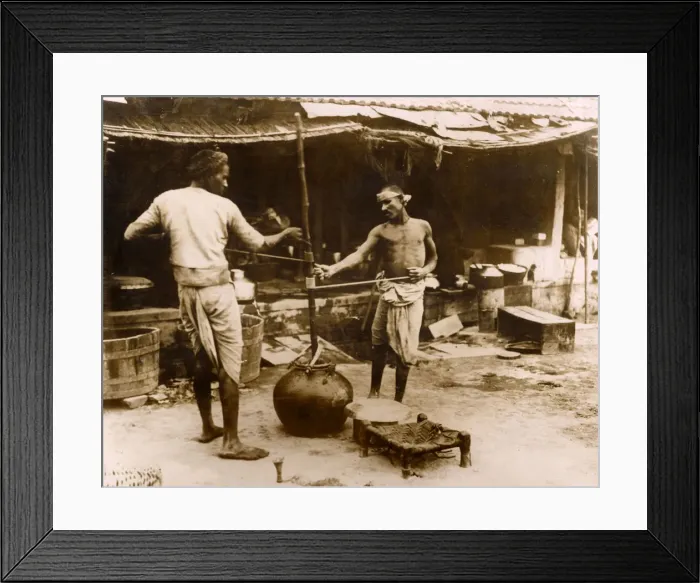 Framed Print : INDIAN BUTTER CHURNERS Framed Print : INDIAN BUTTER CHURNERS