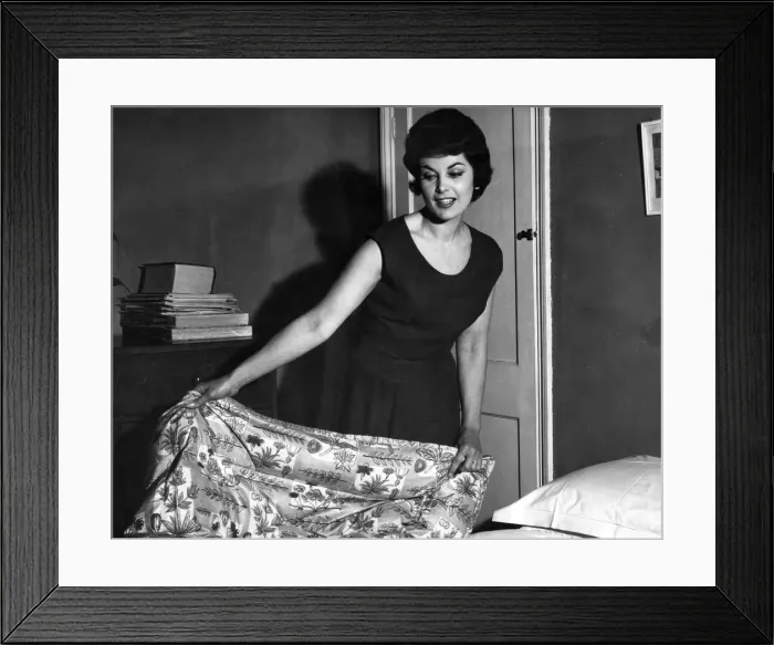 Framed Print : HAPPILY MAKING THE BED Framed Print : HAPPILY MAKING THE BED
