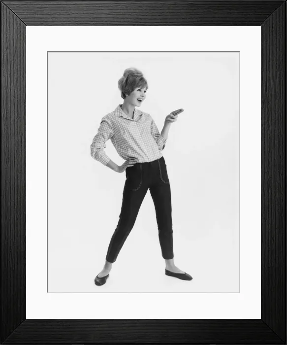 Framed Print : BANG BANG. Full-length portrait of a model in a checked shirt Framed Print : BANG BANG. Full-length portrait of a model in a checked shirt