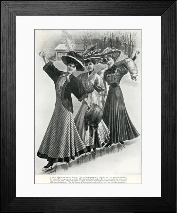 Framed Print : Edwardian women skating 1907 Framed Print : Edwardian women skating 1907