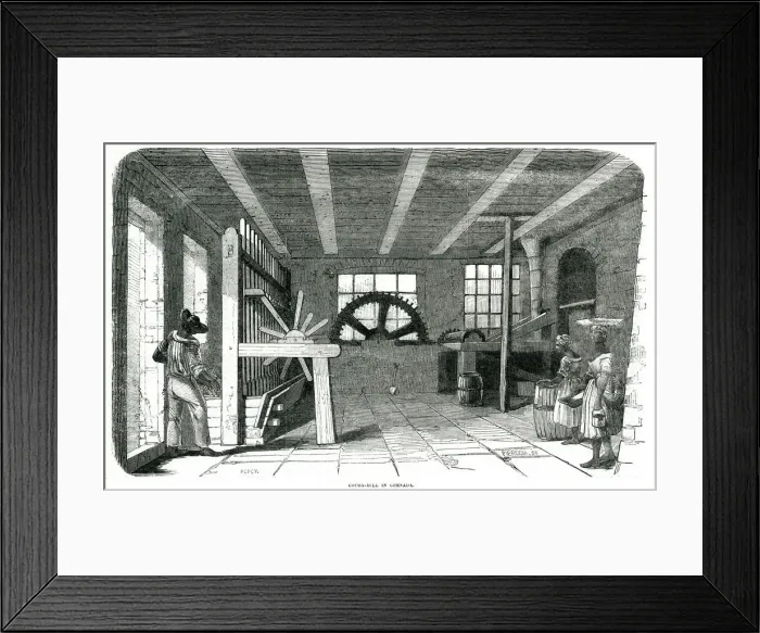 Framed Print : Cocoa mill in Grenada 1855 Framed Print : Cocoa mill in Grenada 1855