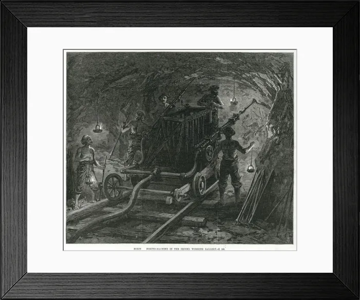 Framed Print : Boring machine used in the Mont Cenis tunnel 1869 Framed Print : Boring machine used in the Mont Cenis tunnel 1869