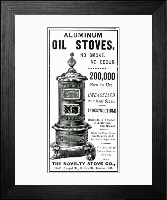 Framed Print : Advert for Novelty Stoves Co. 1899 Framed Print : Advert for Novelty Stoves Co. 1899