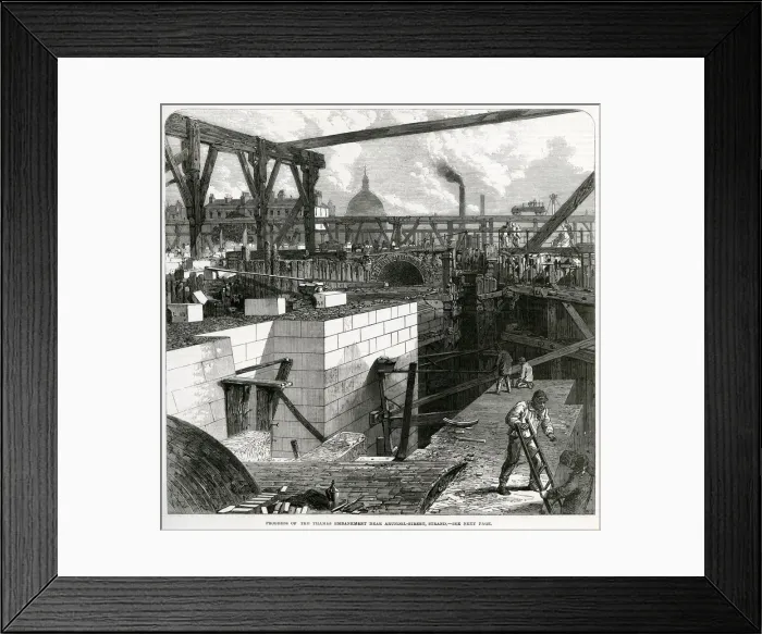 Framed Print : Progress on Thames Embankment 1866 Framed Print : Progress on Thames Embankment 1866