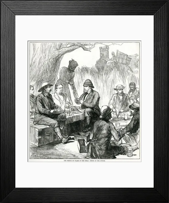 Framed Print : Prince of Wales in Nepal Terai, shooting bears 1876 Framed Print : Prince of Wales in Nepal Terai, shooting bears 1876