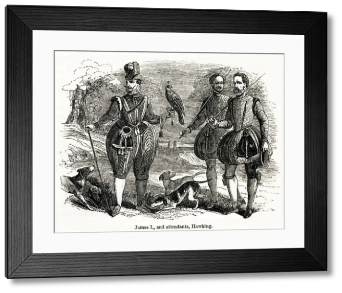 Framed Print : James I and attendants hawking Framed Print : James I and attendants hawking