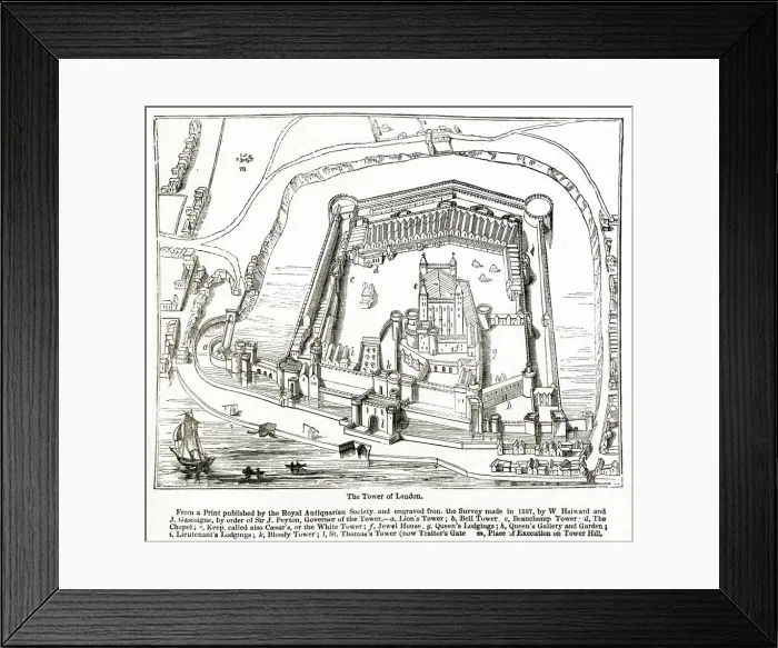 Framed Print : Tower of London and surrounding area 1597 Framed Print : Tower of London and surrounding area 1597