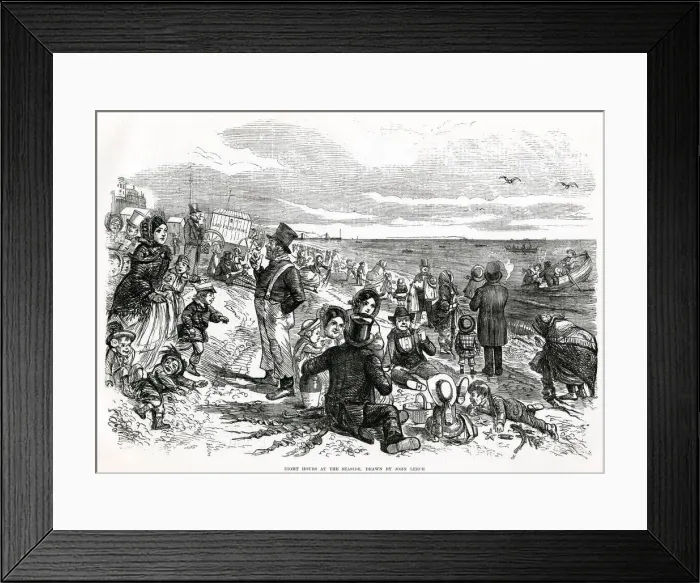 Framed Print : Eight hours at the beach by John Leech 1875 Framed Print : Eight hours at the beach by John Leech 1875