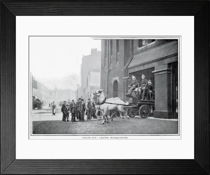 Framed Print : Horse-drawn steamer leaving headquarters 1900 Framed Print : Horse-drawn steamer leaving headquarters 1900