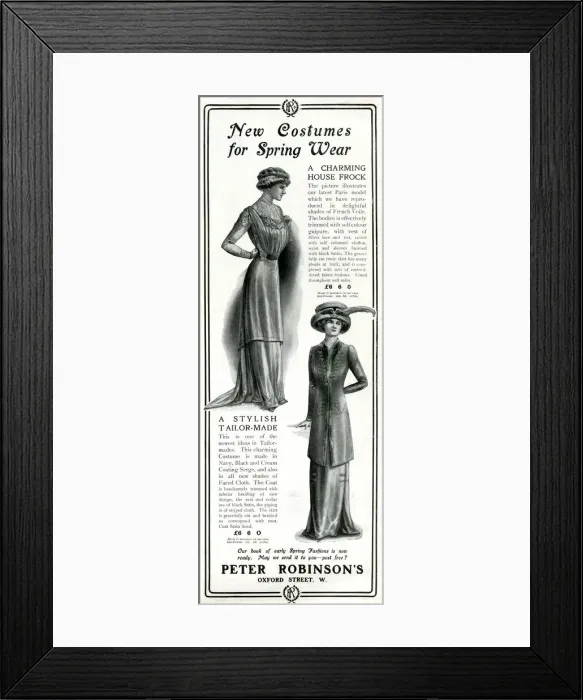Framed Print : Advert for Peter Robinsons womens spring wear 1910 Framed Print : Advert for Peter Robinsons womens spring wear 1910